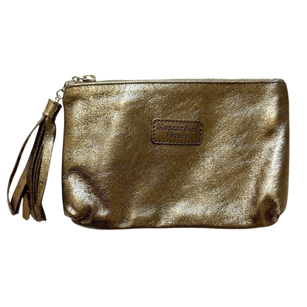 Italian Leather Clutch Moscardini Firenzi Clutch Bronze Leather Clutch Small Bag - Picture 2 of 8